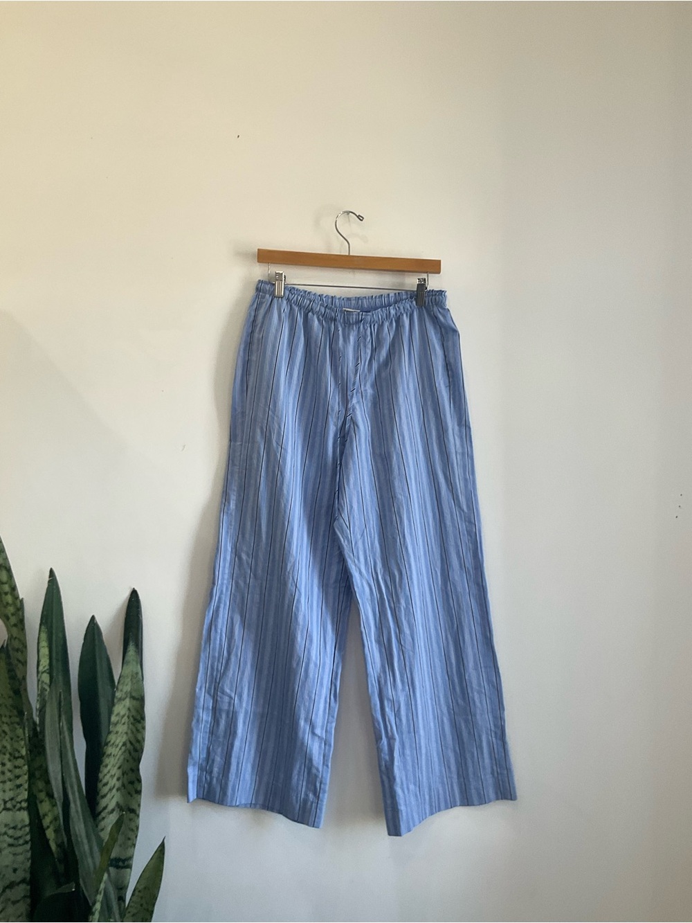 a new day Light Blue Striped Elastic Waist Men's Pants
